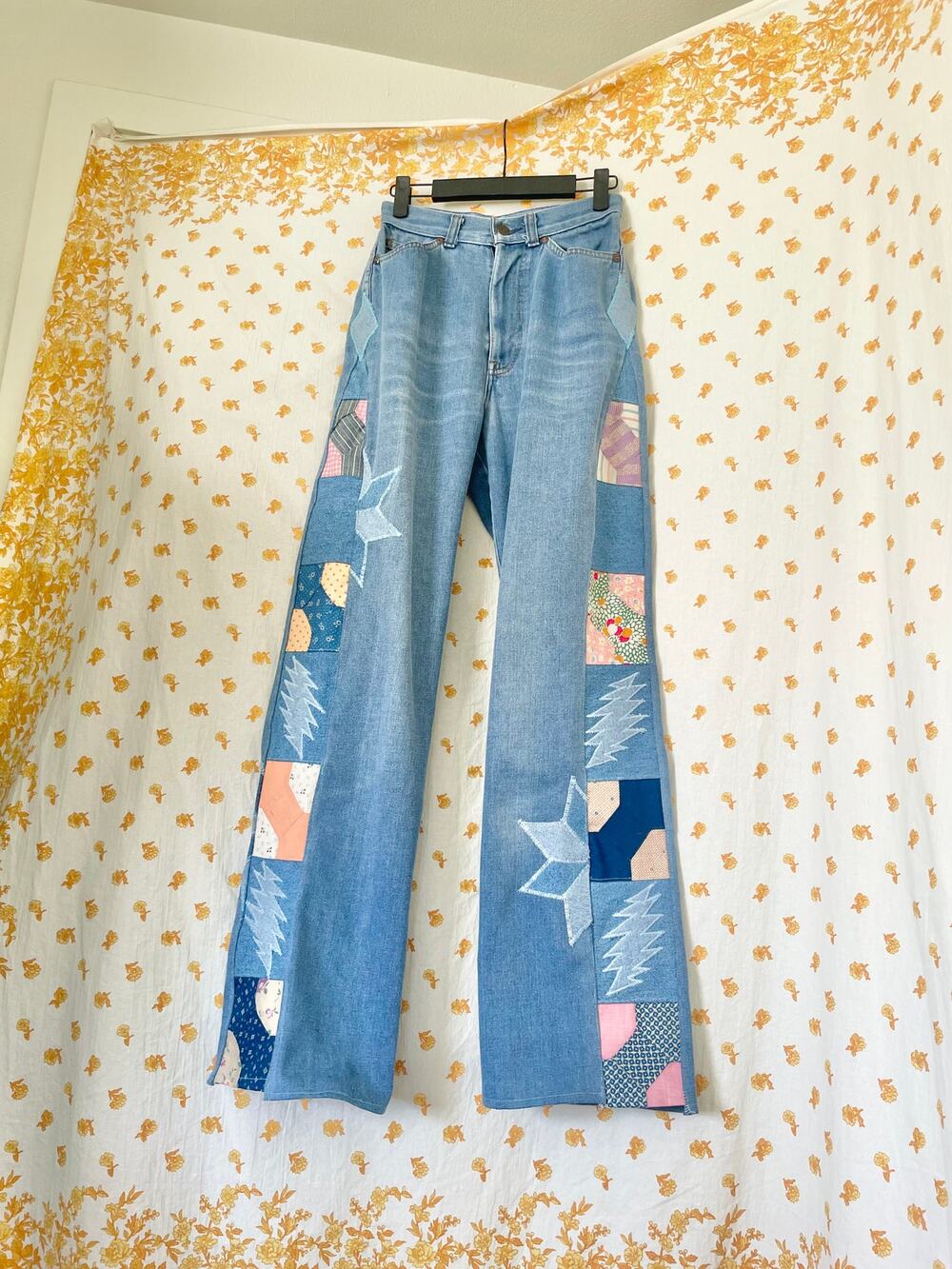 Upcycled Vintage Levi’s Orange Tab Patchwork Jeans Grateful Dead Inspired